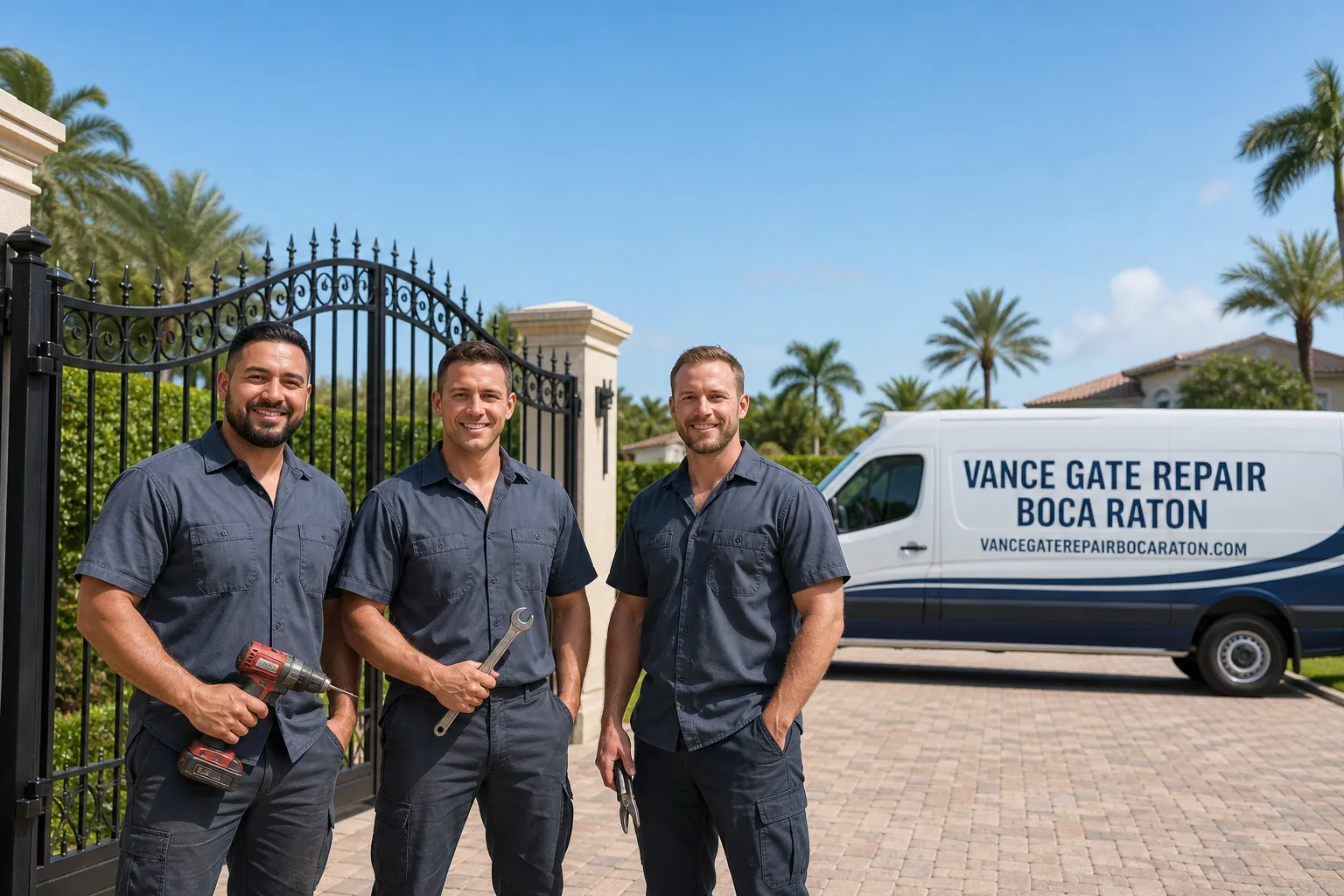 Vance Gate Repair Boca Raton gate repair service vehicle and crew in Boca Raton, FL
